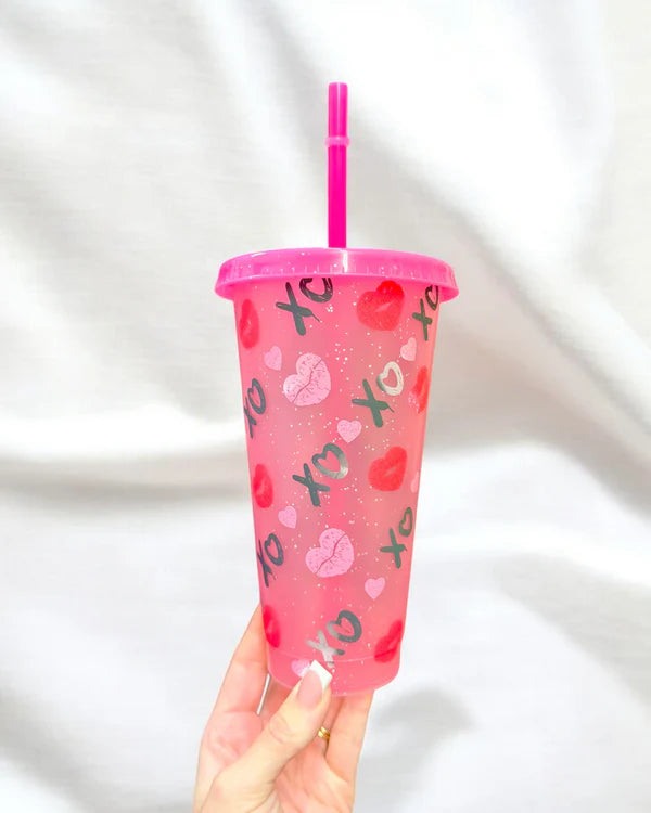 24oz Pink Glitter Cup